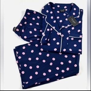 Kate Spade Navy and Pink Polka Dot Pajama Set